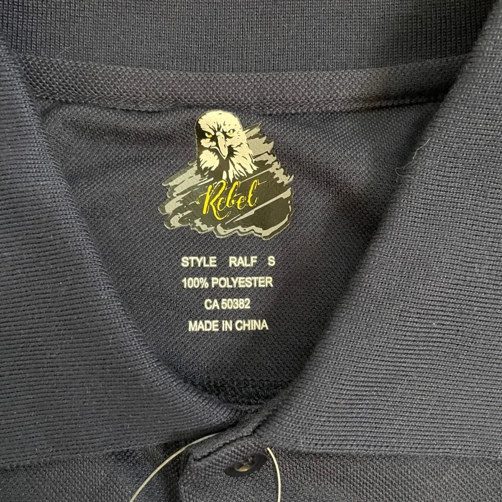 Rebel Ralf Mens Navy Blue Short Sleeve Pique Polo Shirt Small NWT CA50382 - Picture 6 of 7